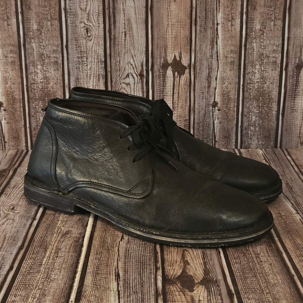 Sz 11 M Mens John Varvatos USA Black Leather Ankle Chukka Boots